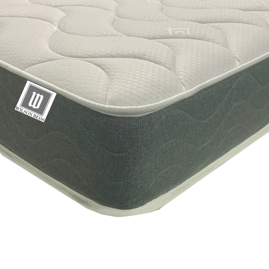 Grey & White Memory Foam & Spring Quilted Mattress. 3 Depth Options