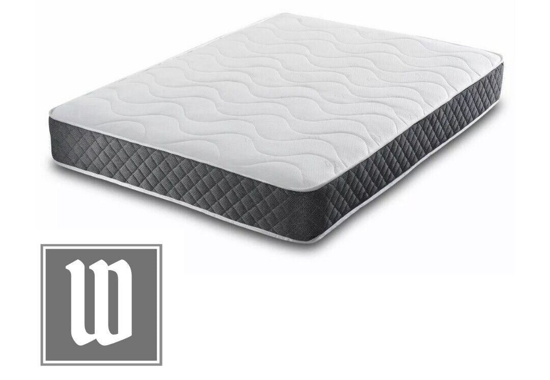 Black & White Memory Foam & Spring Quilted Mattress, 3 Depth Options