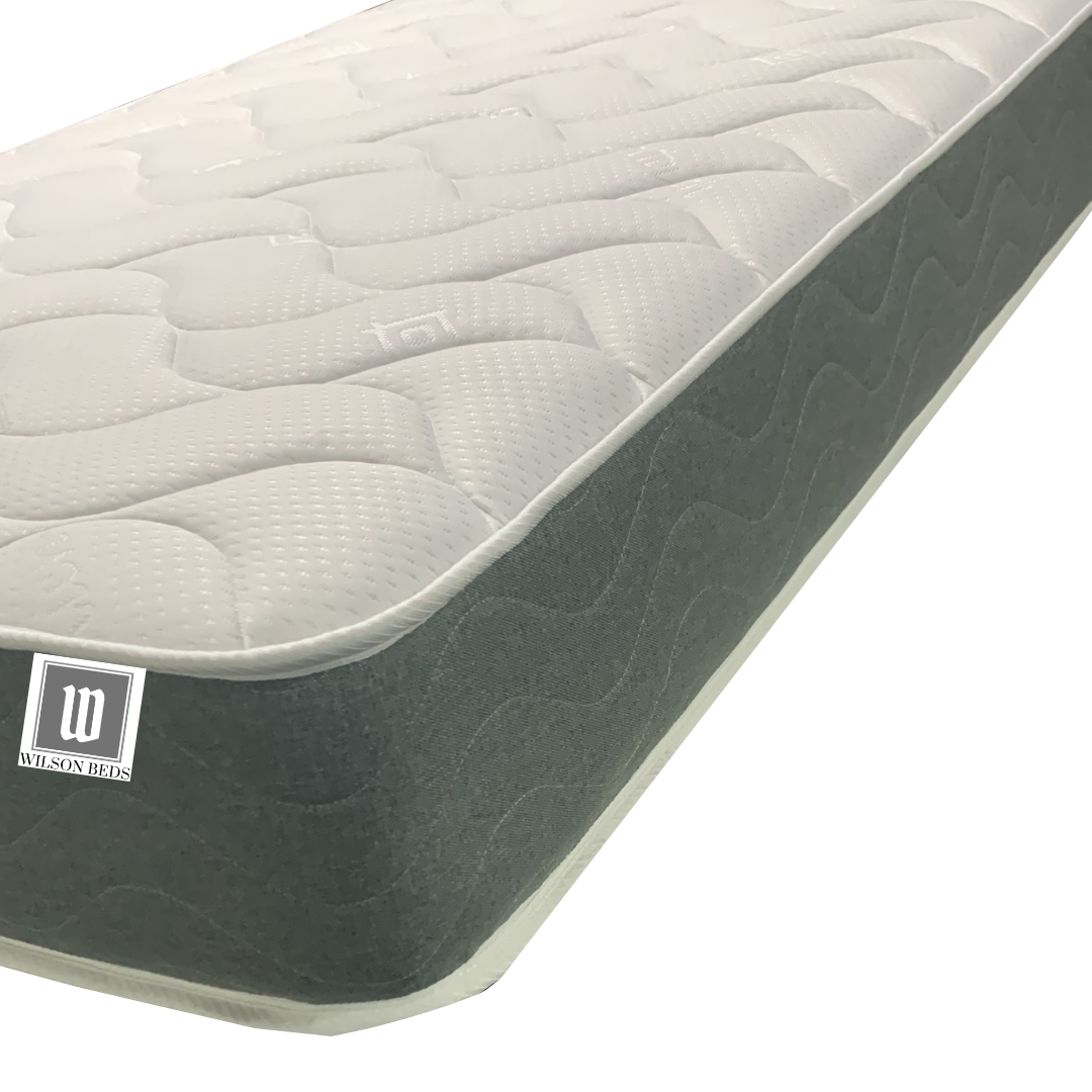 Grey White Memory Foam Spring Quilted Mattress. 3 Depth Options