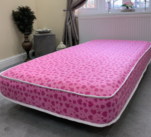 Luxury Budget Single Sided Hot Pink Hearts Mattress For Children